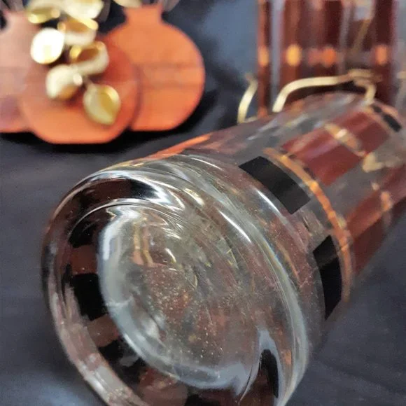 MCM Fred Press RARE Tom Collins Glasses set of 8 CADDY NOT INCLUDED